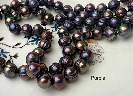 40 Inches Hand Knotted 9-10 mm Potato Peacock Color Freshwater Pearl Necklaces Long Pearl Necklace #1677