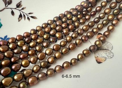 6x8 mm AAA High Luster Brown Color Rice Nugget Freshwater Pearl Beads Genuine Brown Copper Color Cultured Freshwater Pearl Nuggets #1508