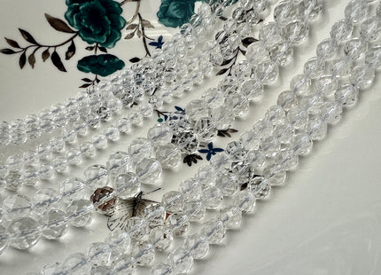 6mm 8mm 10mm AAA Round Faceted Clear Quartz Gemstone Beads Genuine Clear Rock Crystal Quartz Beads #494