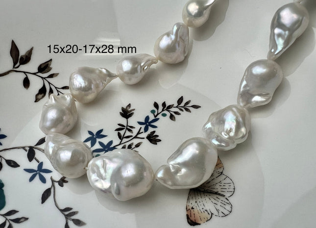 13x16-15x20 mm AAAA Jumbo Size Freshwater Baroque Pearl Beads Genuine High Luster And Quality Natural White Baroque Pearls #1744
