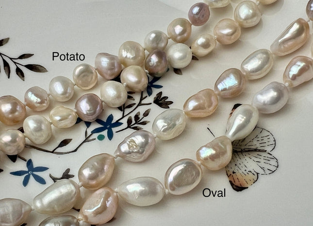 64 inches 8-9x10-12 mm Nugget Pearl Necklaces, Long Pearl Nugget Necklace, Natural Freshwater Pearl Bridal Wedding Necklaces #224