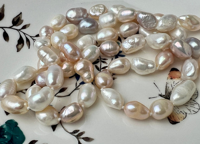 64 inches 8-9x10-12 mm Nugget Pearl Necklaces, Long Pearl Nugget Necklace, Natural Freshwater Pearl Bridal Wedding Necklaces #224