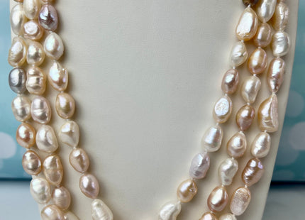 64 inches 8-9x10-12 mm Nugget Pearl Necklaces, Long Pearl Nugget Necklace, Natural Freshwater Pearl Bridal Wedding Necklaces #224