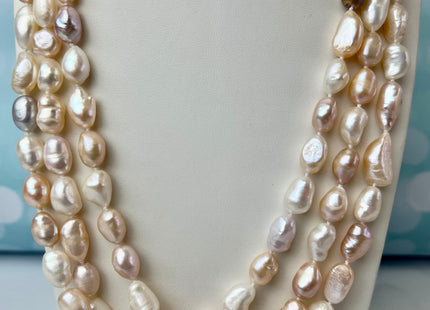64 inches 8-9x10-12 mm Nugget Pearl Necklaces, Long Pearl Nugget Necklace, Natural Freshwater Pearl Bridal Wedding Necklaces #224