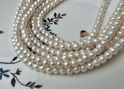 4.5-5 mm AAA Large Hole Natural White Off Round Freshwater Pearl Beads Hole Size 1.2-1.8mm Genuine High Luster Small Pearl #P2530