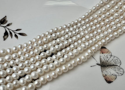 4.5-5 mm AAA Large Hole Natural White Off Round Freshwater Pearl Beads Hole Size 1.2-1.8mm Genuine High Luster Small Pearl #P2530