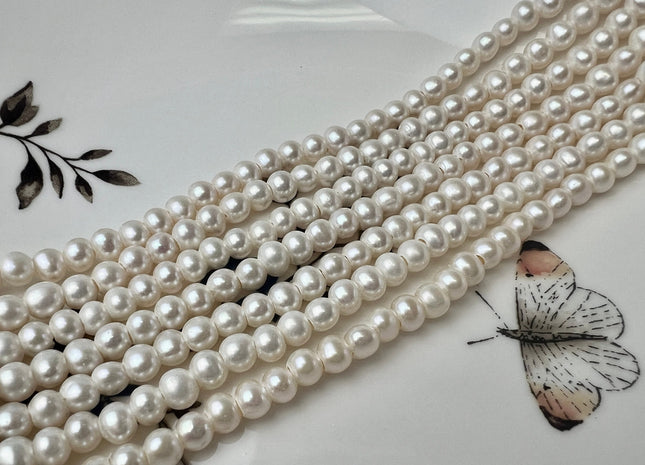 4.5-5 mm AAA Large Hole Natural White Off Round Freshwater Pearl Beads Hole Size 1.2-1.8mm Genuine High Luster Small Pearl #P2530