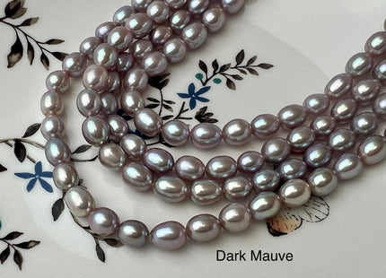 6.5-7x8-9 mm AAAA Natural Mauve Pink Rice Freshwater Pearl Beads Genuine High Luster Freshwater Pearls 46 Beads #P2531