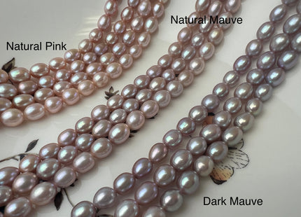 6.5-7x8-9 mm AAAA Natural Mauve Pink Rice Freshwater Pearl Beads Genuine High Luster Freshwater Pearls 46 Beads #P2531