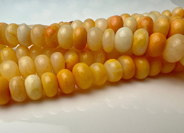 8-9 mm Natural Smooth Rondelle Multi Yellow Honey Orange Opal Large Hole Gemstone Beads Hole Size 1.0mm Genuine Opal 8 Inches #4448