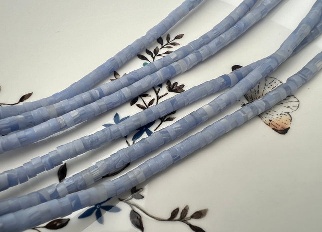 2x4mm Blue Lace Agate Heishi Rondelle Shape Gemstone Beads 15.5 Inches #4450