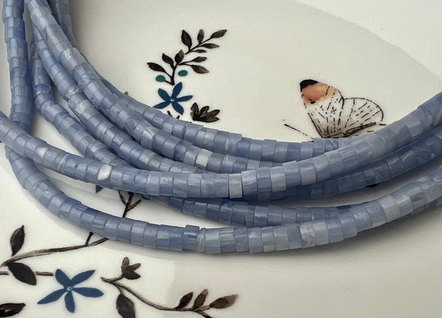 2x4mm Blue Lace Agate Heishi Rondelle Shape Gemstone Beads 15.5 Inches #4450