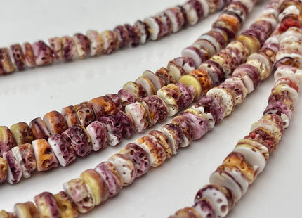 8 mm Natural Purple Red Spiny Oyster Shell Heishi Rondelle Shape Genuine Beautiful Natural Spiny Oyster Beads 16 Inch Strand #4452