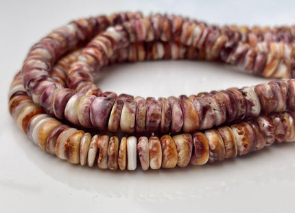 10 mm AAA Natural Purple Red Spiny Oyster Shell Heishi Rondelle Shape Genuine Beautiful Natural Spiny Oyster Beads 16 Inch Strand #4453