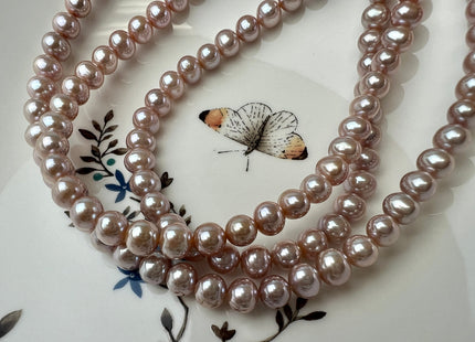 7-8 mm AAA Very Rare Extra Shiny Natural Mauve Pink Potato Freshwater Pearl Genuine High Luster Bridal Pearls #P2505