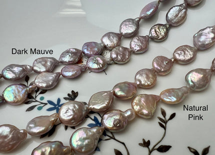 12x15 mm AA Natural Dark Mauve Purple Color Coin Freshwater Pearl Beads Genuine High Luster Tear Drop shape Coin Pearls 25 Pieces #P1329