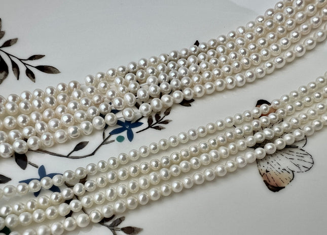 3mm 4mm 5mm AAAA Natural White Near Round Freshwater Pearl Genuine Very High Luster Top Quality Small Tiny Pearls #P2506
