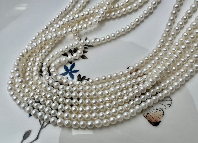 3mm 4mm 5mm AAAA Natural White Near Round Freshwater Pearl Genuine Very High Luster Top Quality Small Tiny Pearls #P2506