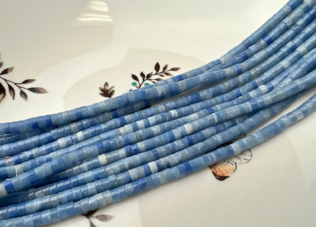2x4mm Dyed Aquamarine Blue Jade Heishi Rondelle Shape Gemstone Loose Beads 15.5 Inches Strand #4440
