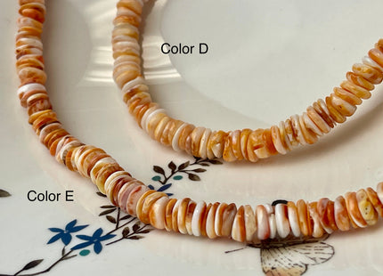 8 mm AAA Natural Orange Red Spiny Oyster Shell Heishi Rondelle Shape Genuine Beautiful Natural Spiny Oyster Beads 16 Inch Strand #4454