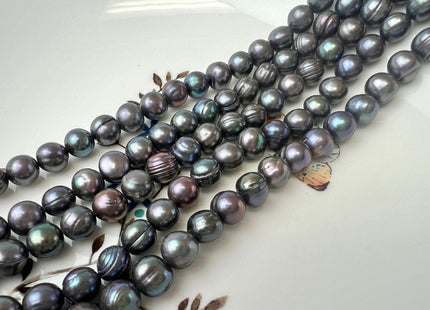 6-6.5mm 7.5-8mm Dark Gray Peacock Color Potato Freshwater Pearl Beads Genuine Freshwater Pearl #P2511