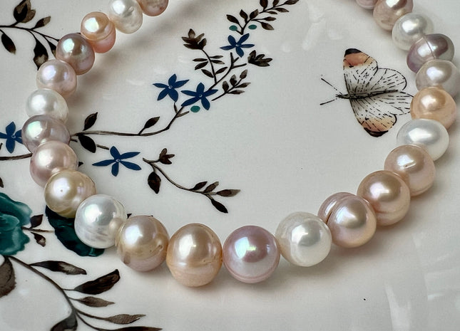 10-11 mm AA Natural White Or Natural Pink White Mixed Potato Freshwater Pearl Beads Genuine High Luster Freshwater Pearls #1411