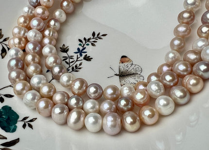10-11 mm AA Natural White Or Natural Pink White Mixed Potato Freshwater Pearl Beads Genuine High Luster Freshwater Pearls #1411