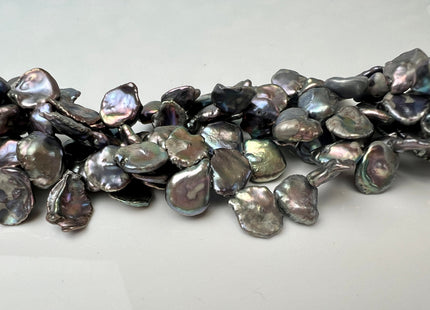 10-13 mm Blue Gray Peacock Keshi Freshwater Pearl Beads Top Drilled Corn Flake Genuine Freshwater Pearls #340