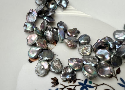 10-13 mm Blue Gray Peacock Keshi Freshwater Pearl Beads Top Drilled Corn Flake Genuine Freshwater Pearls #340
