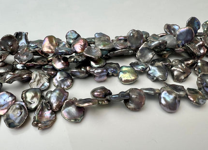 10-13 mm Blue Gray Peacock Keshi Freshwater Pearl Beads Top Drilled Corn Flake Genuine Freshwater Pearls #340