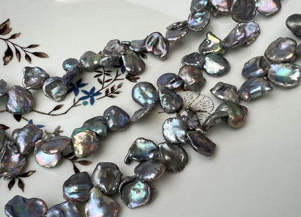 10-13 mm Blue Gray Peacock Keshi Freshwater Pearl Beads Top Drilled Corn Flake Genuine Freshwater Pearls #340