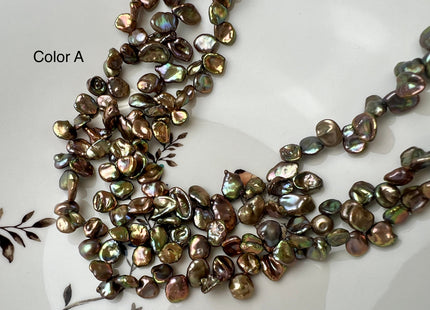 7-8x8-9 mm AAAA Metalic Copper Brown Keshi Freshwater Pearls Top Drilled Super High Luster W/Gold Sheen Keshi Pearl #P2516