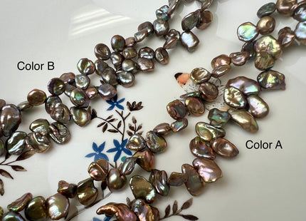 7-8x8-9 mm AAAA Metalic Copper Brown Keshi Freshwater Pearls Top Drilled Super High Luster W/Gold Sheen Keshi Pearl #P2516