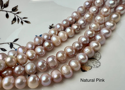 9-10 mm AAA Half Strand Large Hole Natural Mauve Pink Potato Freshwater Pearl Beads 2.1 mm Hole Large Hole Freshwater Off Round Pearls #467