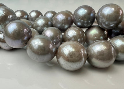 12-15 mm AAA Large Hole Half Strand Extra Shiny Pinkish Gray Baroque Edison Genuine Freshwater Pearl Beads Hole Size 2.2 mm 14 Beads #P2532