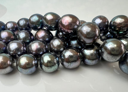 12-15mm AAA Half Strand Large Hole Peacock W/Purple Pink Edison Freshwater Pearl Bead Hole Size 2.2mm Genuine Edison Pearl 15 Beads #P2533