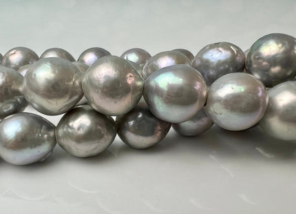 11-12 mm AAA Half Strand Large Hole Very Rare Gray Color Baroque Pearl Bead Hole 1.5mm 2.1mm Genuine Edison Pearl 17 Pieces #P2534