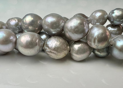 11-12 mm AAA Half Strand Large Hole Very Rare Gray Color Baroque Pearl Bead Hole 1.5mm 2.1mm Genuine Edison Pearl 17 Pieces #P2534