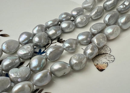 10x13 mm AAA Silver Gray Color Rice Nugget Freshwater Pearl Beads Genuine Gray Color Cultured Freshwater Pearl Long Oval Nuggets #1565