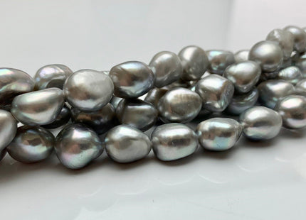10x13 mm AAA Silver Gray Color Rice Nugget Freshwater Pearl Beads Genuine Gray Color Cultured Freshwater Pearl Long Oval Nuggets #1565