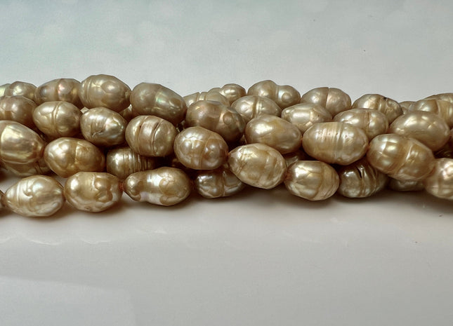 6x8 mm Beige Champagne Color Faceted Rice/Oval Freshwater Pearl Beads Genuine Faceted Freshwater Pearls #P2536