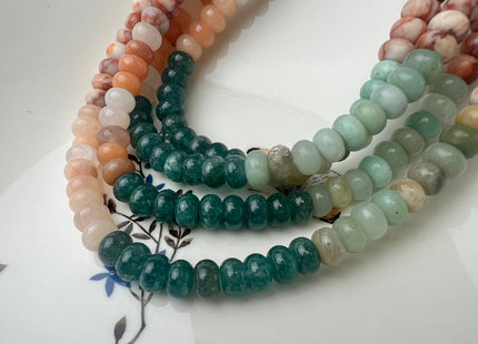 5x8 mm Smooth Rondelle Pink Green Aventurine Web Jasper Gemstone Beads 15 Inches Strand 72 Beads #4458