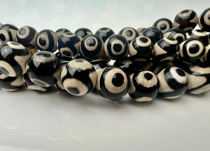 6mm 8mm 10 mm AAA Smooth Round Tibetan DZI Agate Black And White Tibetan Agate Gemstone Beads #4457
