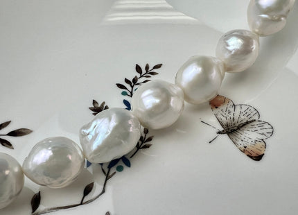 15-17 mm AAAAA Jumbo Baroque Natural White Freshwater Pearls Super High Luster Large White Baroque Pearls #716