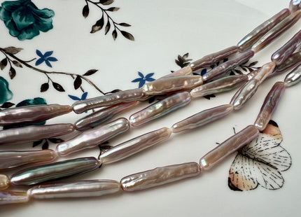 5-7x25-28 mm AAAAA Natural Mauve Pink Biwa Stick Freshwater Pearl Beads Genuine Super High Luster Unique Pink Long Biwa Coin Pearls #P2544