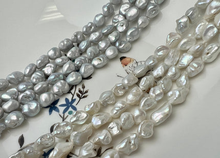 6-8x9-10 mm Natural White Or Natural Gray Keshi Freshwater Pearl Beads Genuine Natural Keshi Oval Nugget B grade Pearls #1405