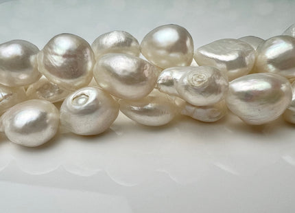 12-14x15-20 mm Natural White Rice Nugget Freshwater Pearl Beads Genuine Jumbo Size Tear Drop Nugget Pearl #P2521