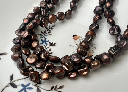 10x11 mm AA Brown Chocolate Color Keshi Freshwater Pearl Nugget Beads Dark Brown High Luster Genuine Keshi Nugget Pearls #P1011