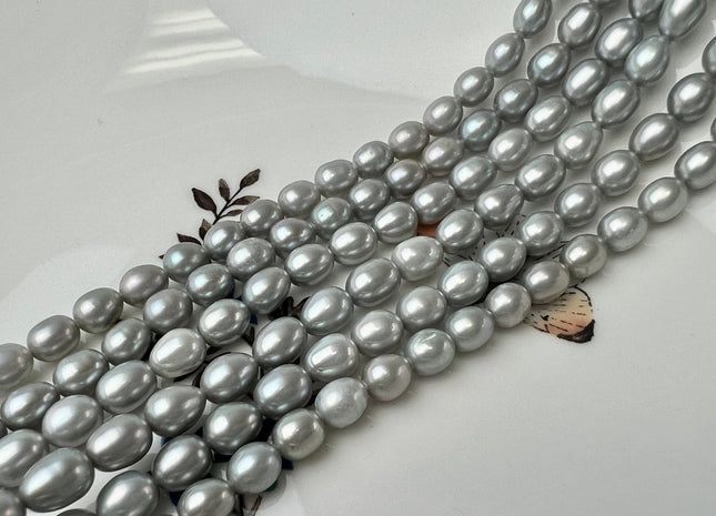 6x7 mm AAAA Silver Gray Color Rice/Oval Freshwater Pearls Genuine Smooth Freshwater Pearls Beads #P2522