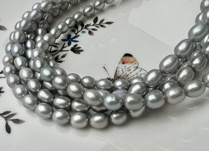 6x7 mm AAAA Silver Gray Color Rice/Oval Freshwater Pearls Genuine Smooth Freshwater Pearls Beads #P2522